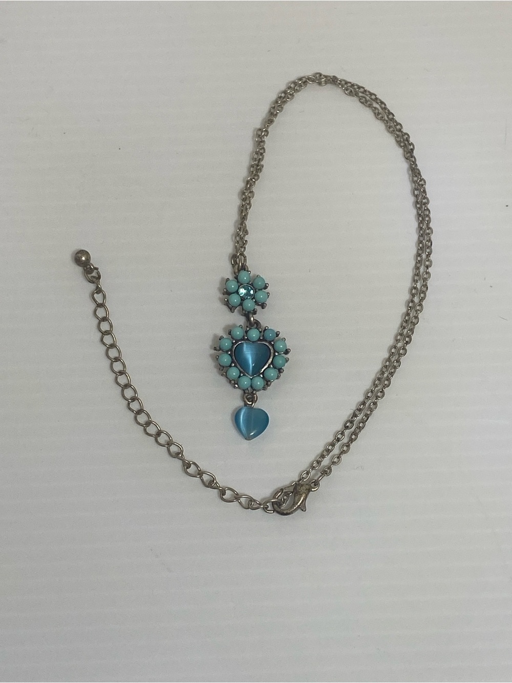 Blue Heart Pendant Necklace Silver-Tone Chain